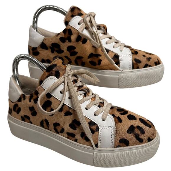 Myra Bag Shoes - Myra Bag Sz 7.5 38 Leopard Hairon Leather Platform Sneakers Casual Mob Wife Fur